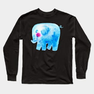 Cutie Blue Elephant Long Sleeve T-Shirt